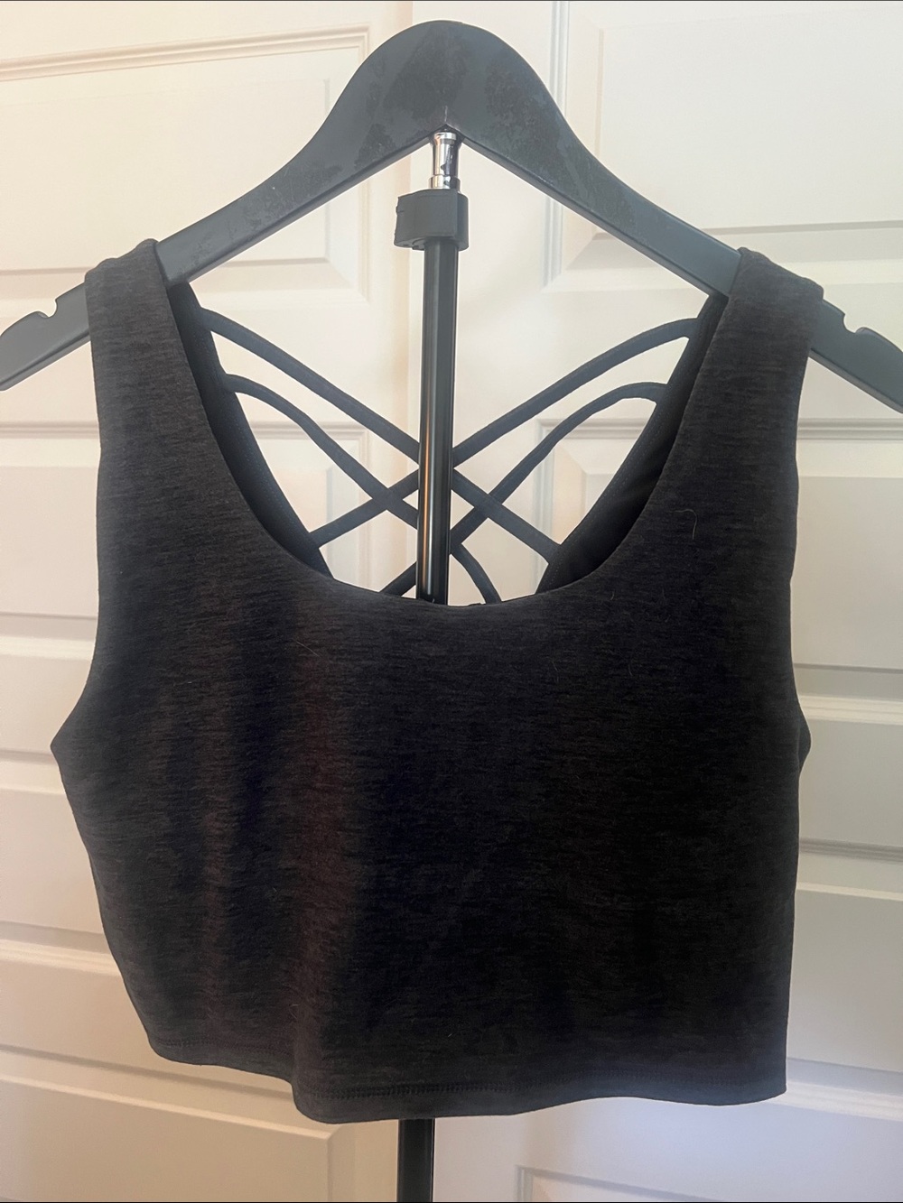 Dark Grey Crisscross Back Sports Bra